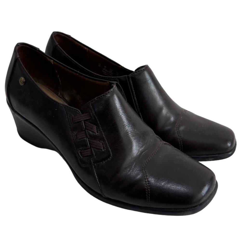 Women's Life Stride Brown Oxford Slide Walking Work Comfort Shoe 8M